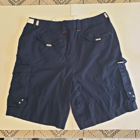 Mens Navy Cargo Ripstop Shorts with Drawstring Size 38W Lanesboro Cotton - Picture 15 of 16